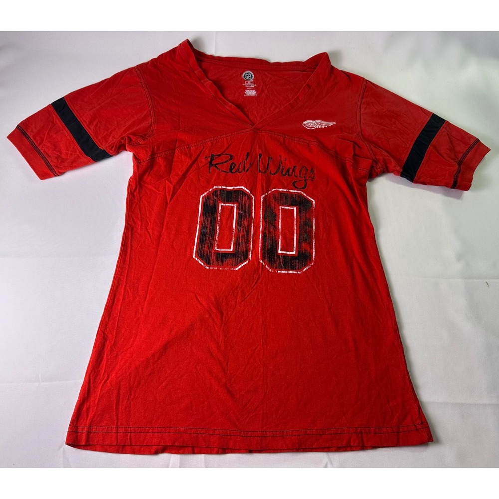 Red Wings NHL Hockey Jersey Style Red T Shirt Women's XL Detroit
